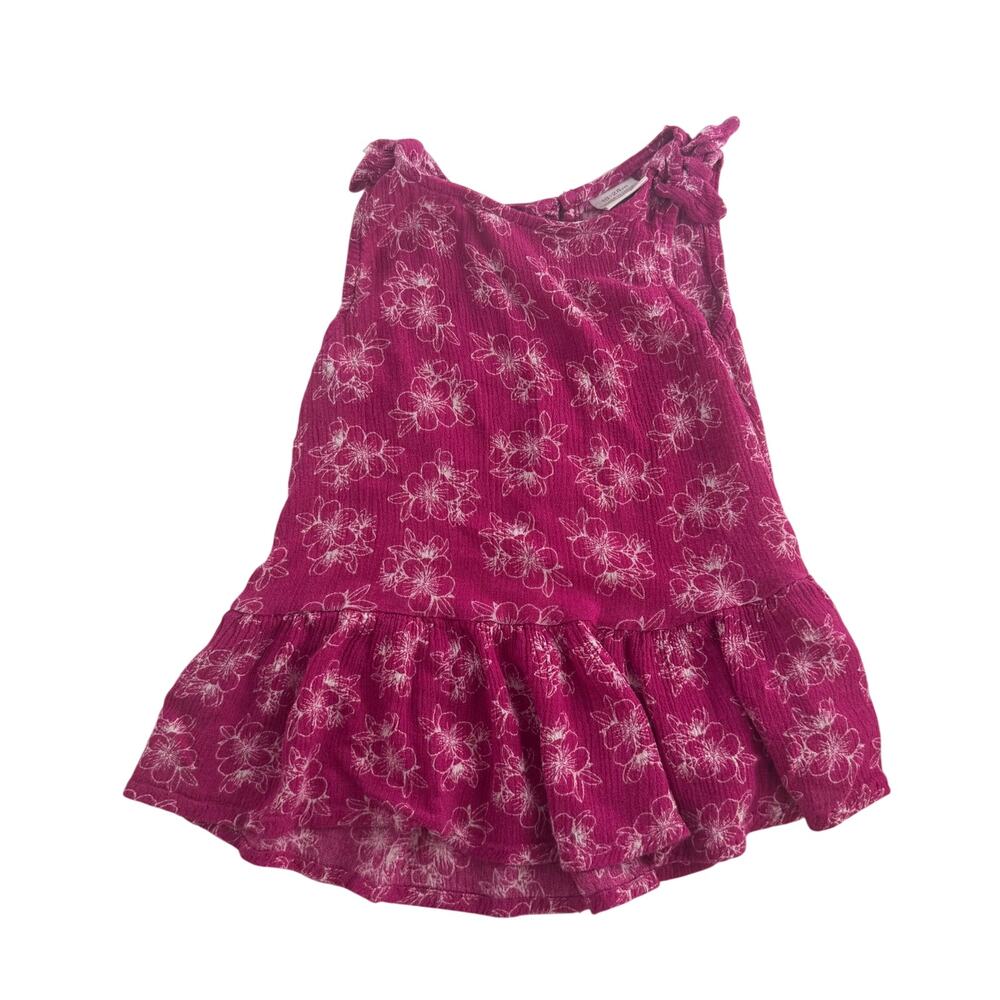 Vintage Koala Kids Baby Hawaiian Ruffle Tie Sleeveless Fuschia Pink Dress 18-24M